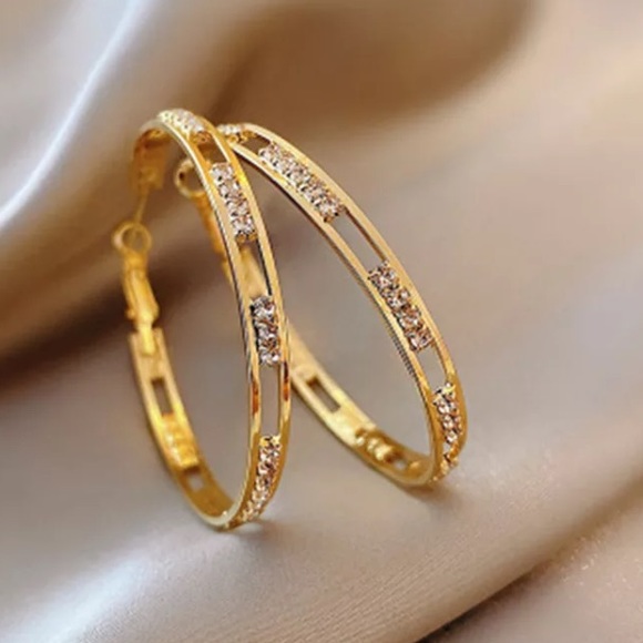 π Gold Plated Hoop Earrings - Picture 2 of 6